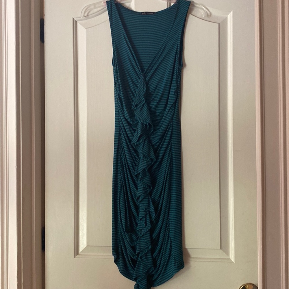 Ella Moss teal and black stripe bodycon dress